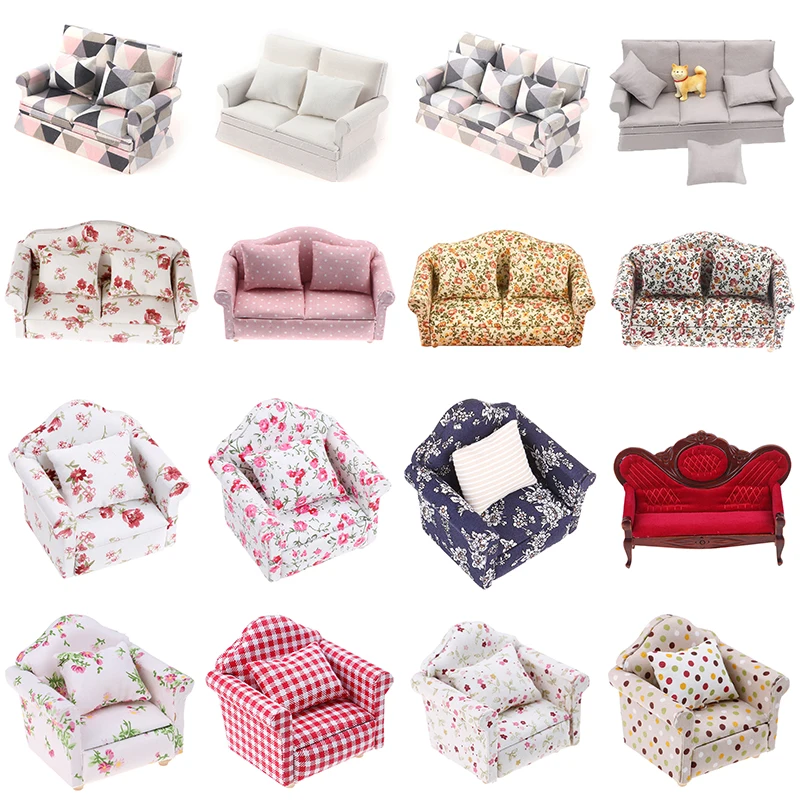 

1:12 миниатюрный кукольный домик для гостиной, деревянная модель с двумя диванами, миниатюрная мебель для украшения кукольного домика, разны...