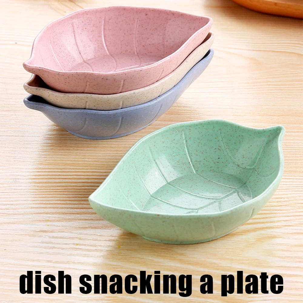 

Sauce Dishes Leaves Shape Wheat Fiber Bowl Vinegar Seasoning Solid Soybean Dish Sauce Salt Snack Small Plate Kitchen Tool