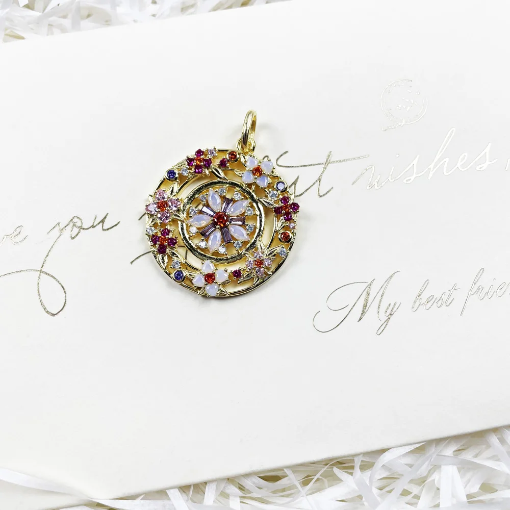 Подвеска венок амулет цветы золотого цвета из стерлингового серебра 925 пробы