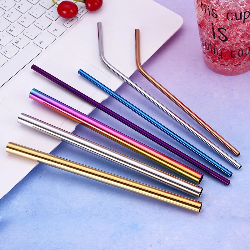 100 шт. 6*265 мм металлическая зеркальная соломинка из нержавеющей стали длинная для