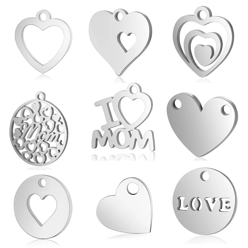 10 шт./лот diy подвеска в виде сердца на День Матери из нержавеющей стали оптовая