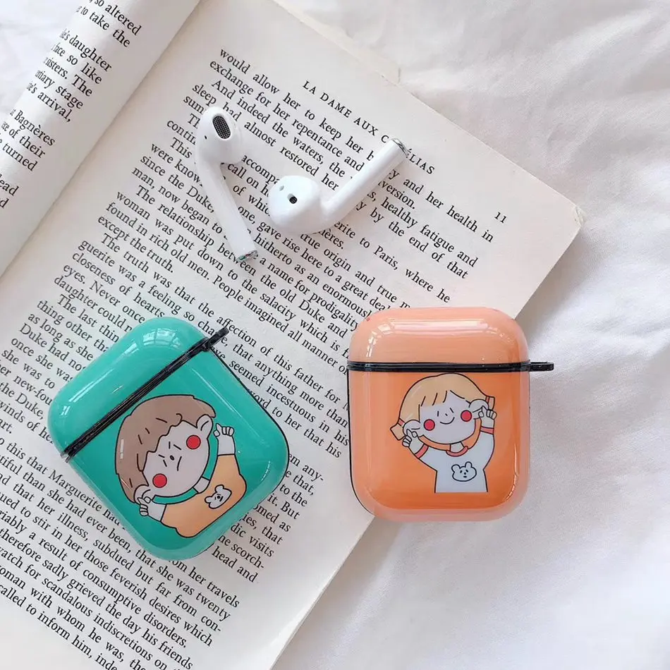 Милый Bluetooth чехол для наушников для Airpods 2 Чехол прозрачный жесткий чехол для Airpod Защитная крышка для Air Pods аксессуары Etui