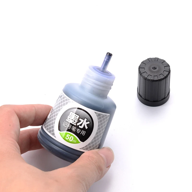 

50ml Refillable Marker Pen Bottle Ink Oily Quick Drying Black Blue Red Ink for Repeated Filling Markers Ink Supplies