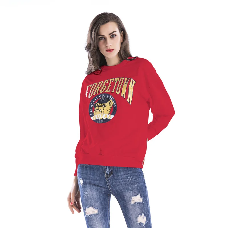 

Casual Cartoon Print O neck Basic Sweatshirt Autumn Women Clothes Pattern Loose Fashion Pullover Long Sleeve Hoodies Red White