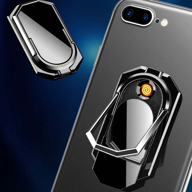 1pc creative usb cigarette lighter portable mobile phone bracket lighter mechero multi function keychain cigarette accessories free global shipping