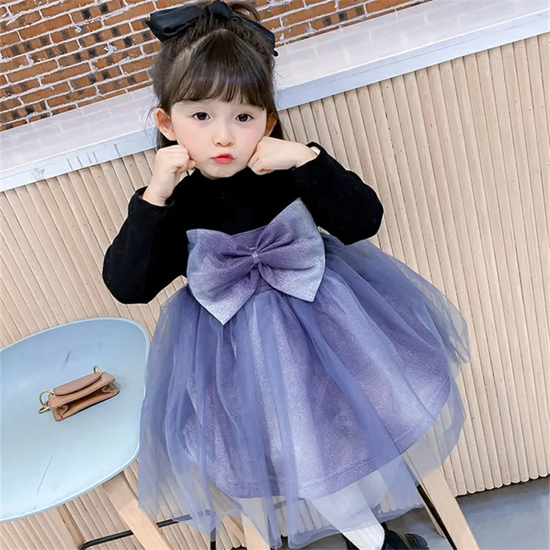 

Платья для принцесс Keelorn для девочек, новинка 2022, весенние корейские сетчатые платья для маленьких девочек, детские костюмы с длинным рукаво...