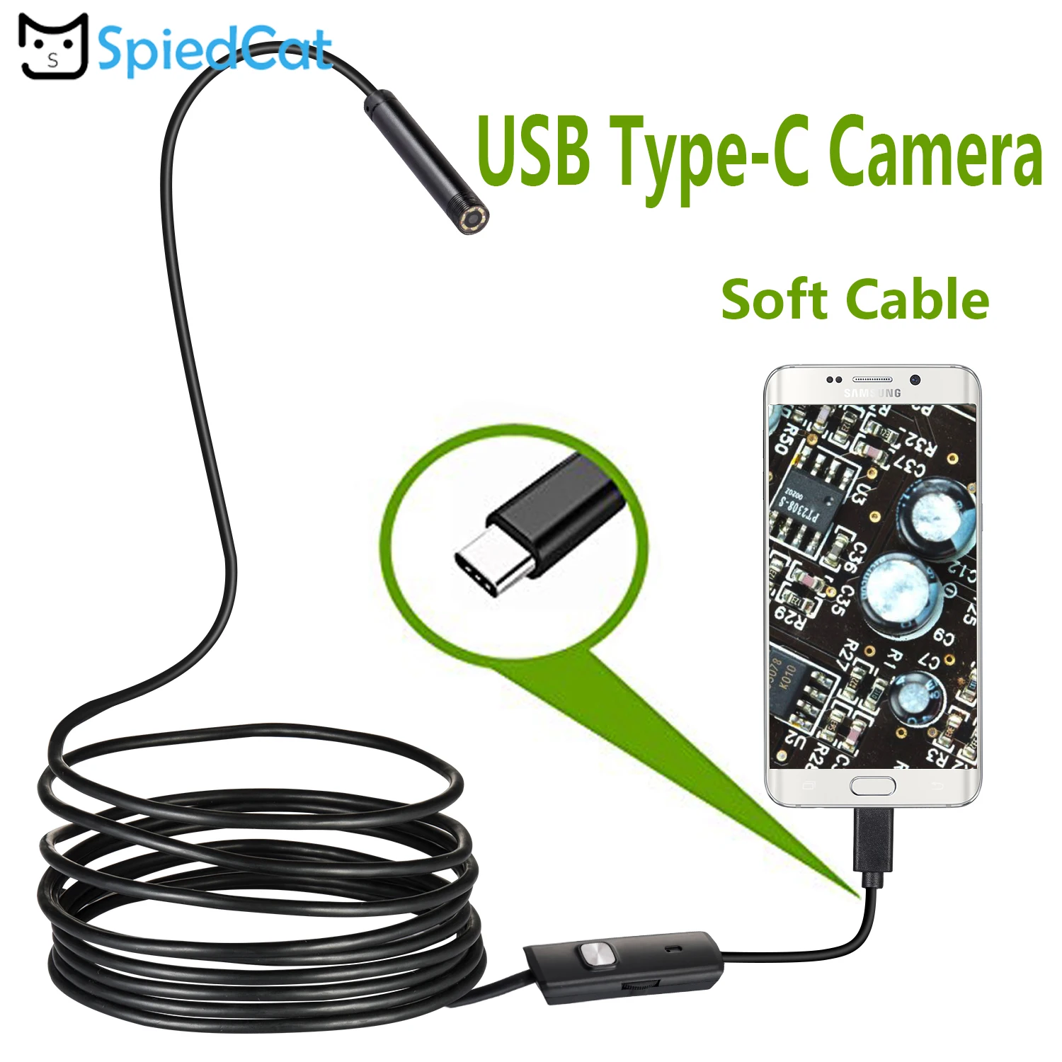 7 мм 1 м 2 5 10 USB кабель Водонепроницаемый 6LED Type-c Android эндоскоп Мини инспекционная