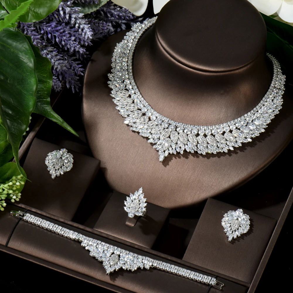 Новинка 2020 Модный комплект ювелирных изделий HIBRIDE из белого золота роскошное