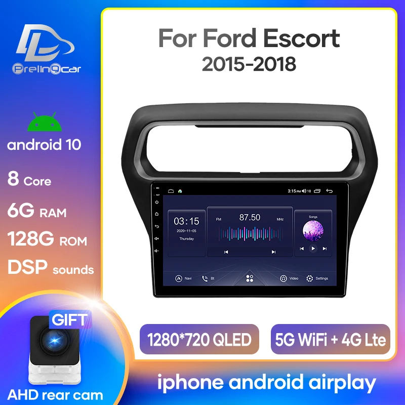Android 10 0 4G Lte Автомобильный мультимедийный навигатор GPS DVD-плеер для Ford Escort 2015 2016