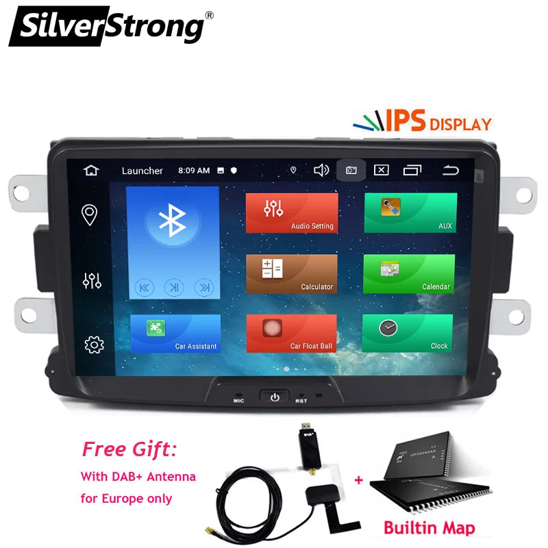 SilverStrong Android9.0 4 г 64 г 1DIN Автомобильный gps для RENAULT DUSTER LOGAN Лада XRAY символ DACIA Captur DOKKER радио Navi мультимедиа - Цвет: Duster-ZX5-64G-DAB