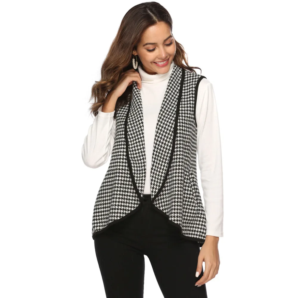 Модная женская жилетка Офисная Женская куртка без рукавов с карманами Chalecos Para Muj