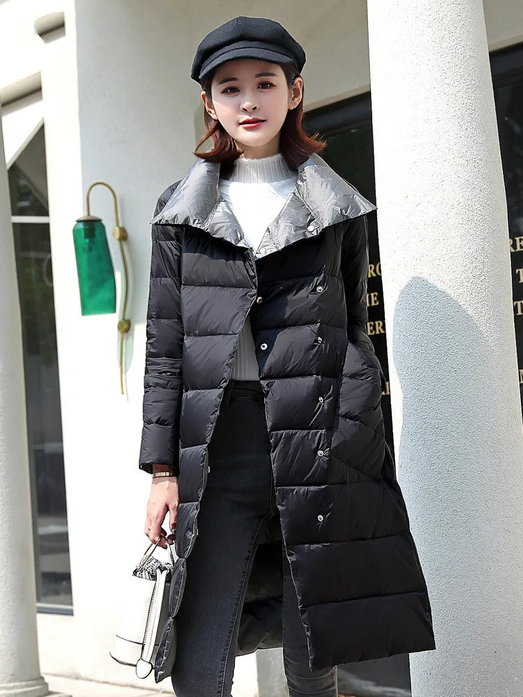 Новинка зимняя женская куртка длинная Повседневная двухсторонняя пуховая