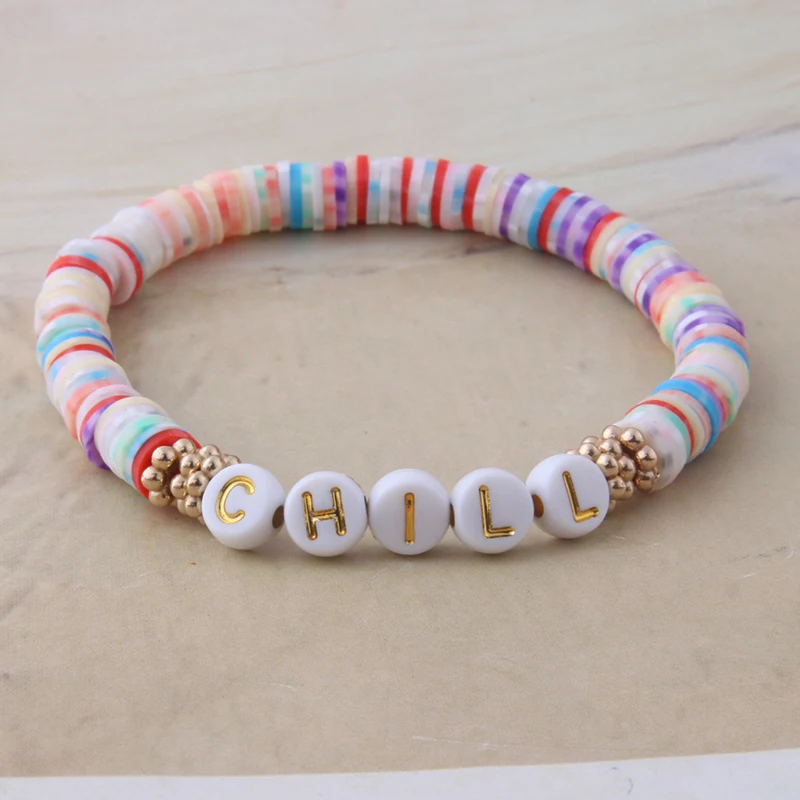 

NeeFu WoFu DIY Digital Letter bracelets Boho Name Women Number Handmade Bracelets Custom Disc Beads Digital Pulseras African