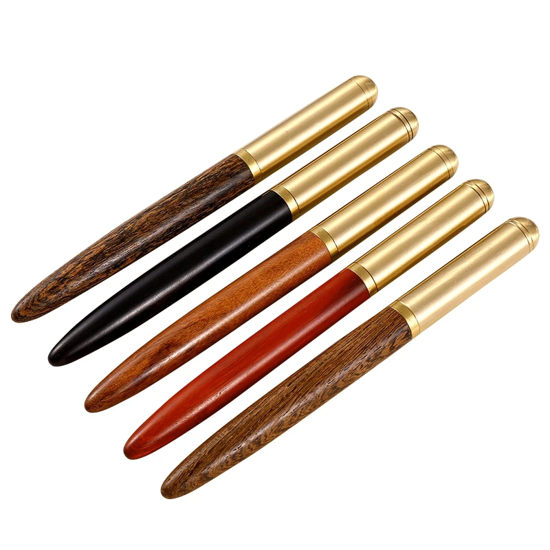

Classic 0.5mm Wood Fountain Pen Copper Business Fine Nib Pen Office School Supplies Stationery