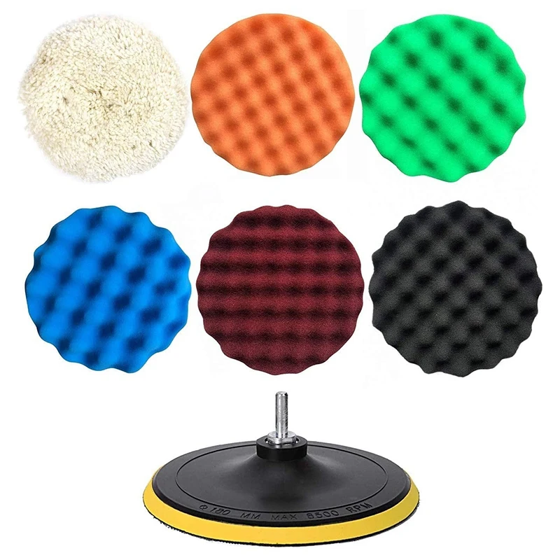 

8Pcs Buffing and Polishing Pad Kit 7 Inch,Polishing Sponge Pad Pad Car Foam & Wool Polishing Pads