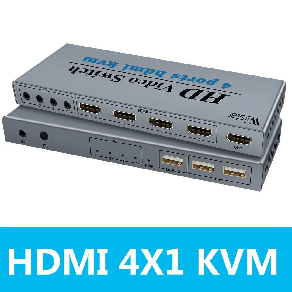 4K Schalter KVM HDMI 4 Eingang 1 Ausgang Switcher 3-port USB HDMI KVM Schalter 4X1 4kX 2K/30HZ HDCP 1,2 für PC laptop windows & macs