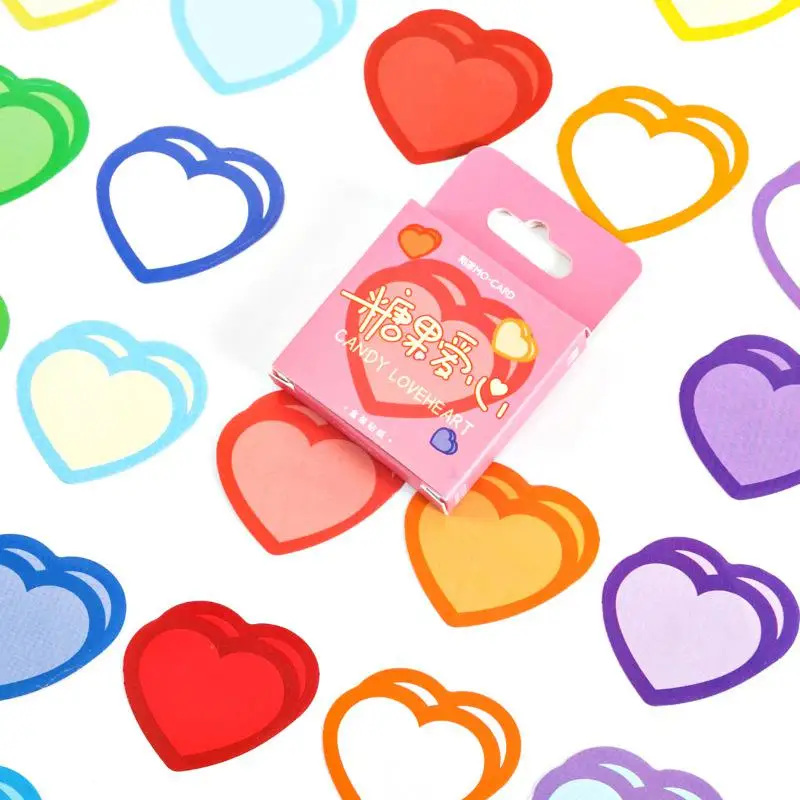 

45pcs/box Colorful Heart Decorative Paper Sticker For Laptop Scrapbook Daily Planner Label Diary Stationery Diy Album Stickers
