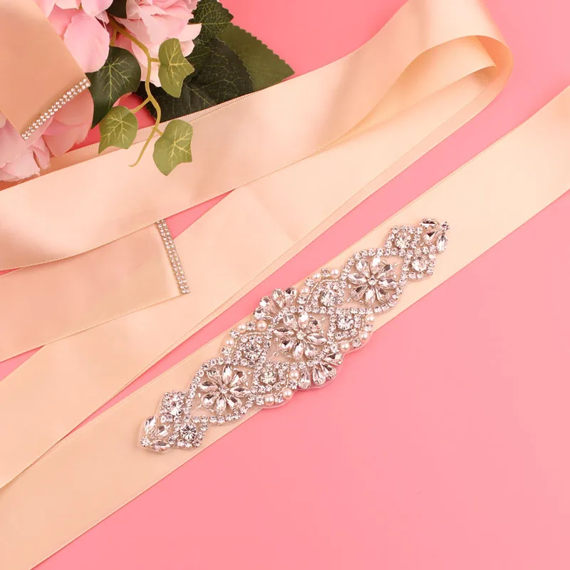 

Rhinestones Wedding Dress Belt Sliver Crystal Bridal Sash Diamond Bridal Belt For Women Dresses