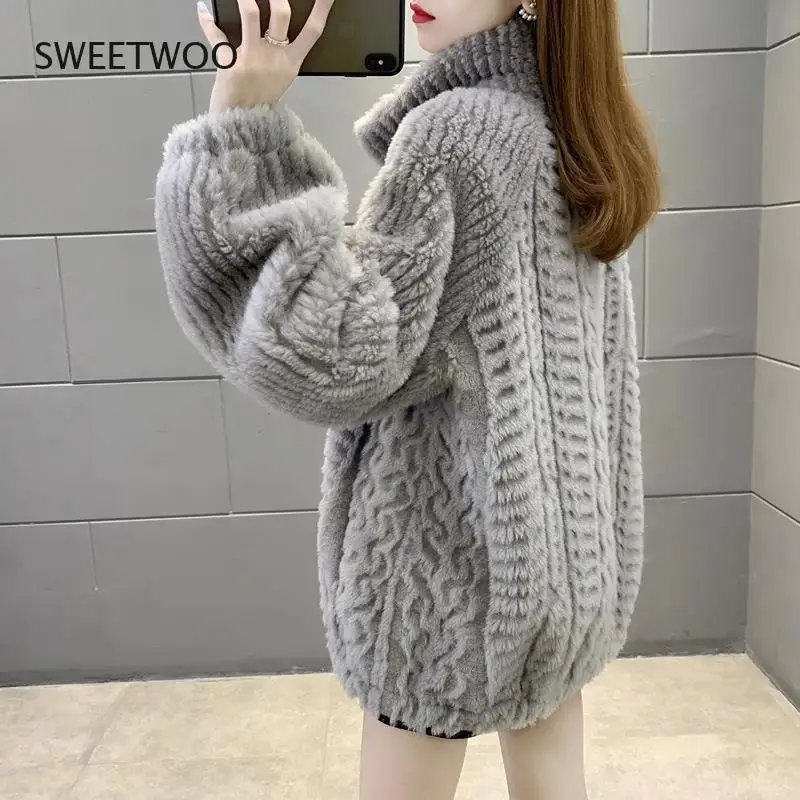 Sheep Fur Coat Winter Thickened Coat Warm New Lamb Skin Coat for Women Korean Plush Jacket Female
