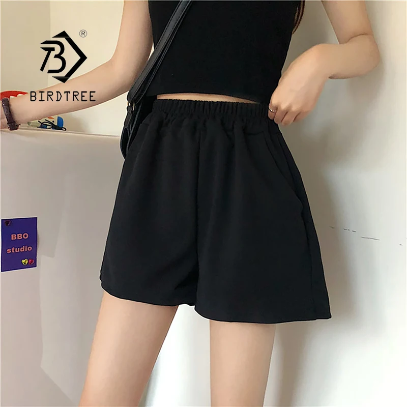 

Plus Size Women Shorts Drawstring Summer Cotton Wide Leg Shorts Female Elastic Loose Beach Short B11208P