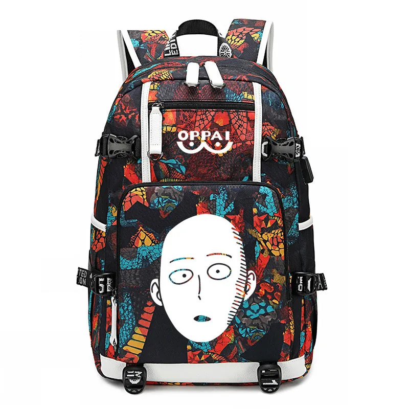 Anime ONE PUNCH MAN OPPAI Backpack USB Port Rucksack Bag Snake Pattern Student Teenagers School travel Shoulder Laptop | Багаж и сумки
