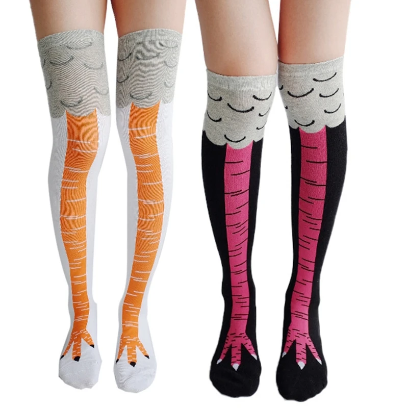 

Women Funny Chicken Legs Print Long Socks Knee-High Thigh-High Cosplay Stockings