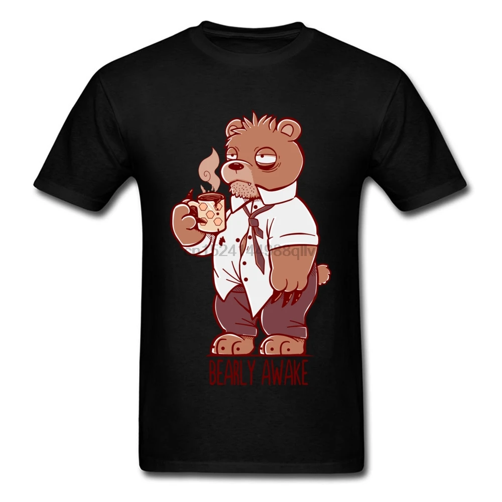 Bearly Awake топы тройники новинка 2018 круглый воротник хлопок ткань Мужская футболка