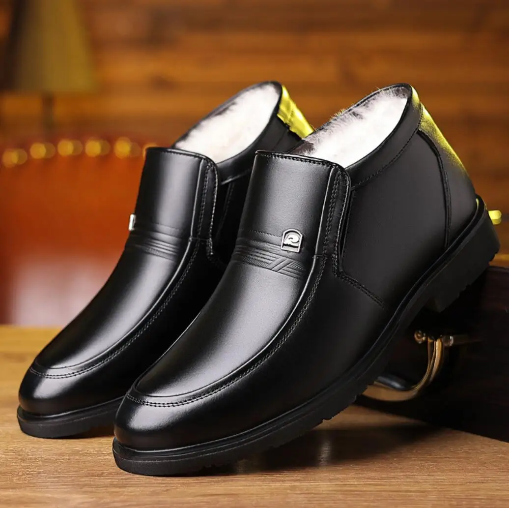 

Ботинки мужские зимние из 100% натуральной кожи, теплые ботинки челси из воловьей кожи с плюшевой подкладкой, Черные ботильоны