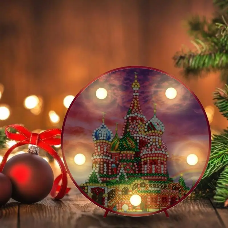 DIY Круглый Алмаз живопись светодиодный светильник цветок Павлин специальная