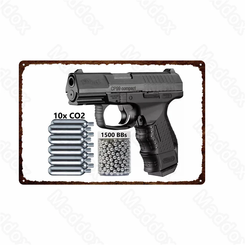 

Metal Painting Film and Television Drama Armed Policemen Pistol Picture Hanging Painting Boys Bedroom Decoration Painting