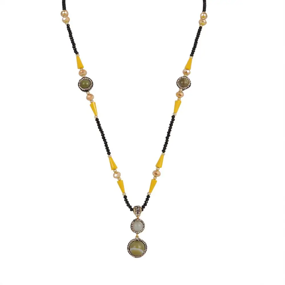 Женская Длинная цепочка с подвеской ожерелье ручной работы натуральным камнем