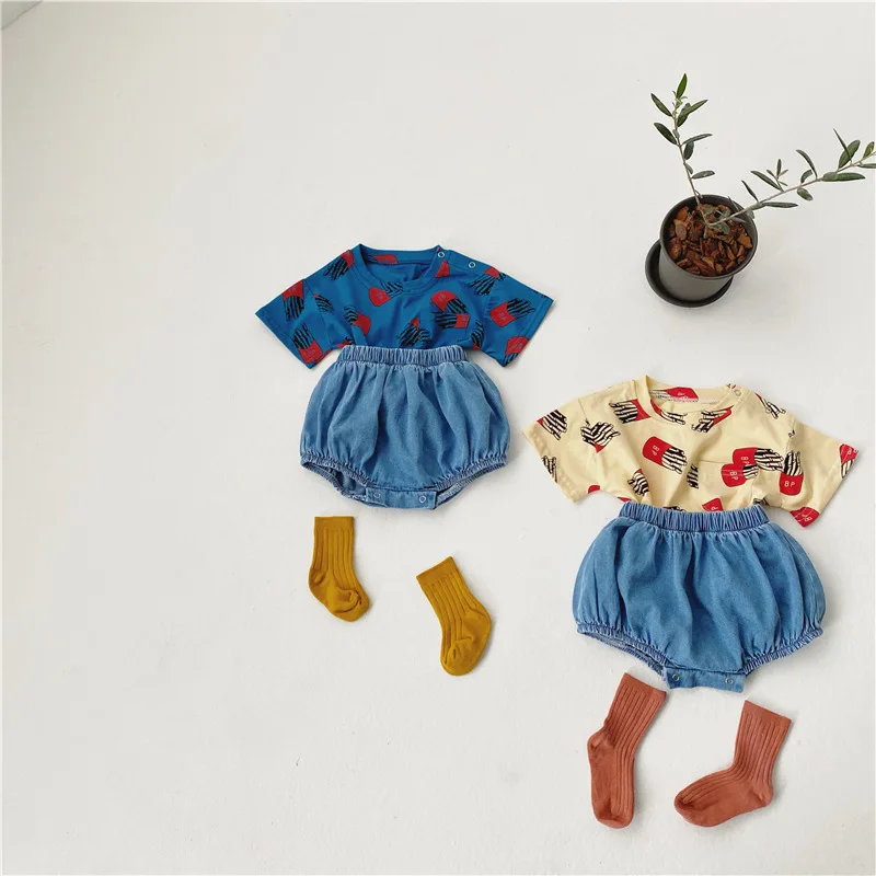 

Лето 2021, модная футболка и штаны унисекс для мальчиков и девочек, повседневные спортивные костюмы в Корейском стиле для маленьких девочек, о...