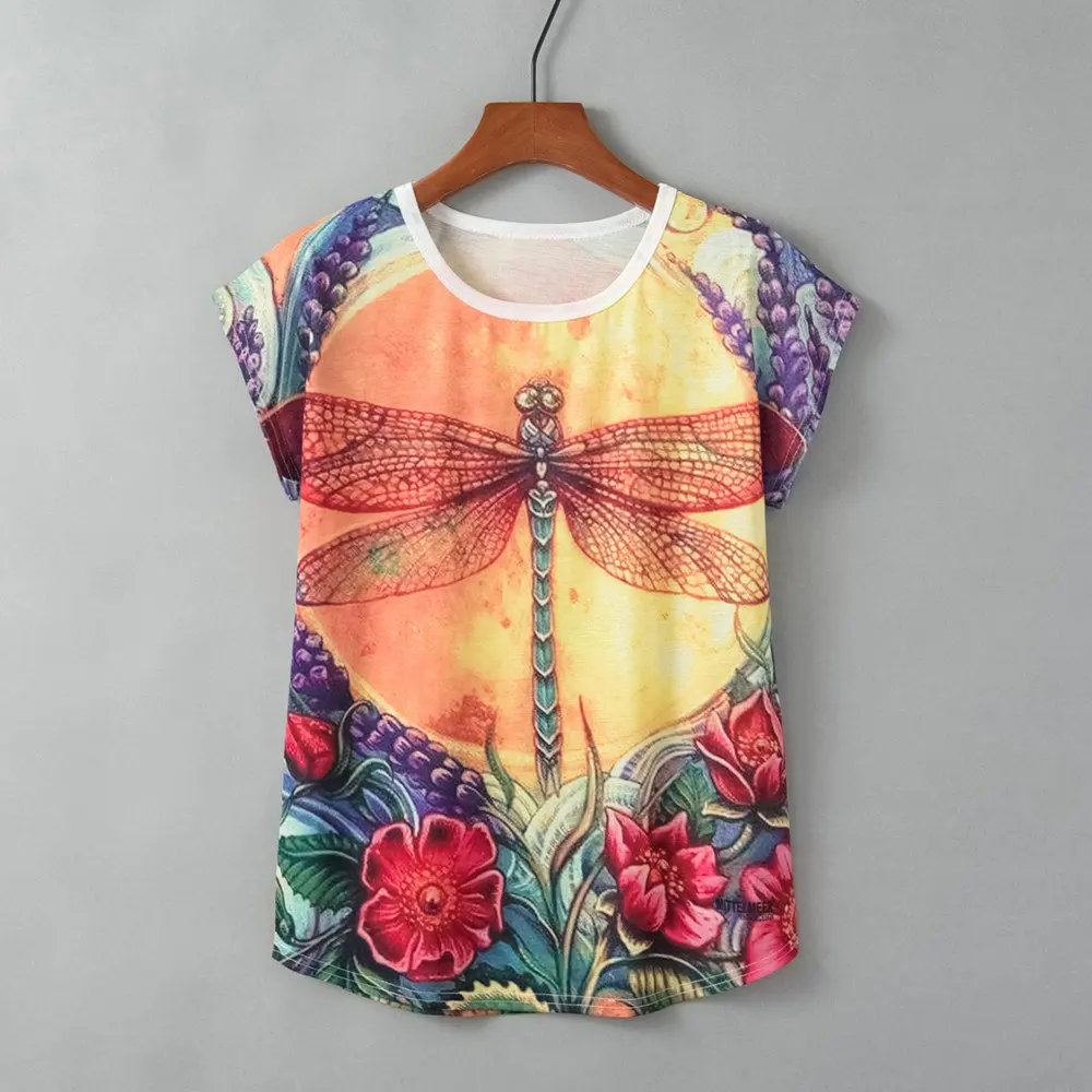 

Women's T shirt Summer Mujer Tshirt Tee Funny Butterfly Print Animal Summer Short Sleeve T-Shirts Tops Streetwear Vintage