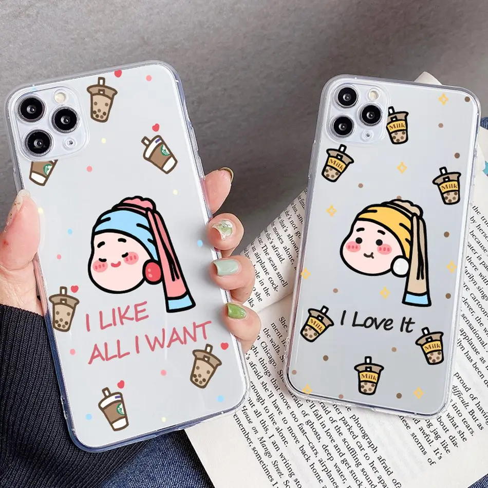 Чехол для Samsung A51 A71 A50 A30 A70 с милым мультипликационным принтом Boba Milk Tea Girl чехол A41