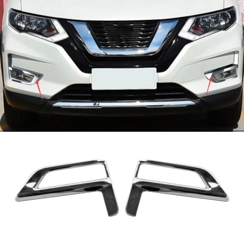 

2Pcs Front Fog Lamp Fog Light Cover Trim for Nissan Rogue 2017 - 2020