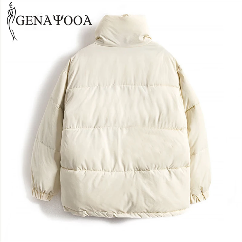 

Genayooa Winter Coat Women Korean Style Long Sleeve Warm Parka Femme Loose Casual Patchwork Ladies Jackets And Coats Fashion