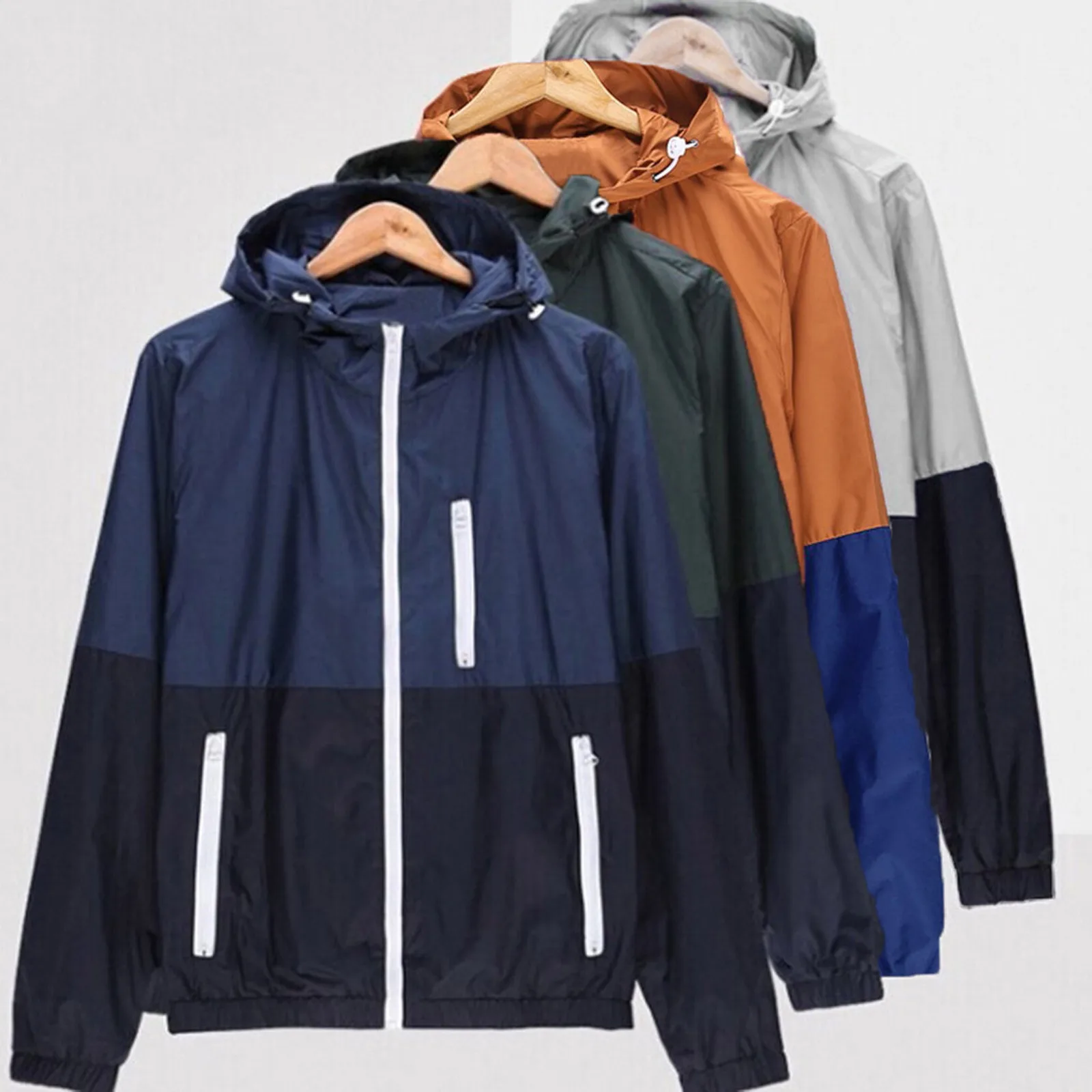 

Куртка мужская Осенняя ветровка с капюшоном, батальных размеров, 2021