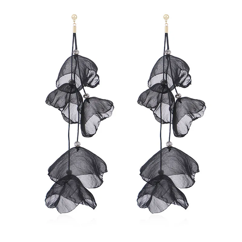 Женские длинные серьги ELEGANCE11 серьги-капельки с цветком из пряжи в богемном стиле