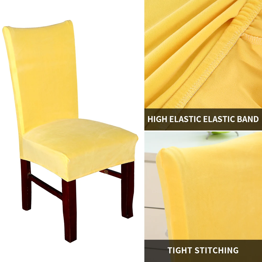 Однотонный плюшевый тканевый чехол на стулья бархатное толстое сидение для