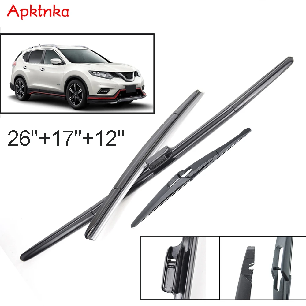 Apktnka Windshield Windscreen Wiper Blades For Nissan X-Trail T32 Rogue Front Rear Window Set 2013 2014 2015 2016 2017 2018 2019