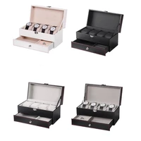4 grids double layer watch box carbon fiber pu watch case boxes holder organizer jewelry box for wedding decoration best gift