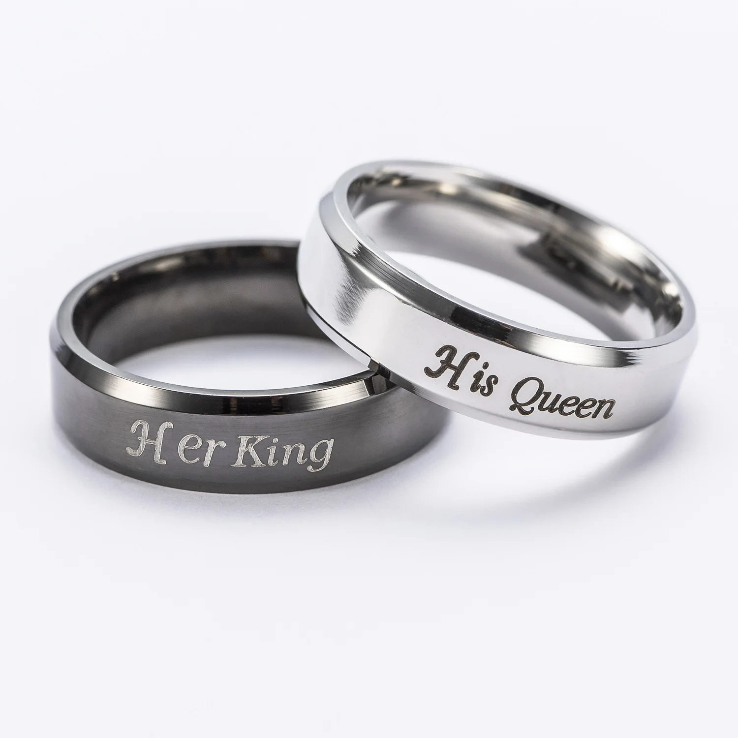 

Trendy 6mm Wide Couple Ring Stainless Steel Beauty Ring Woman Man Lovers Wedding Valentine's Day Jewelry Gift