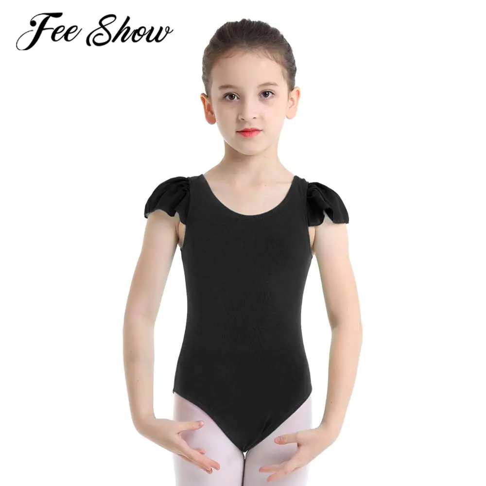 Гимнастический трико для девочек костюм балета и танцев танцевальный с оборками