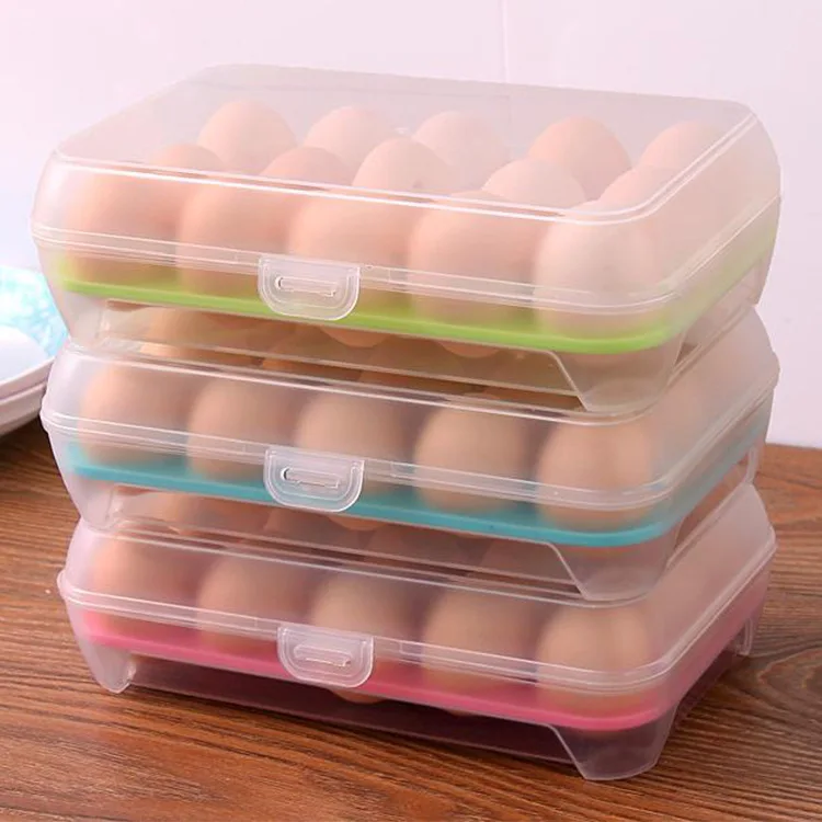 

Fresh Keeping 15 Grid Transparent Egg Refrigerator Storage Box Portable Outdoor Anti-collision Plastic Egg Box Food Container