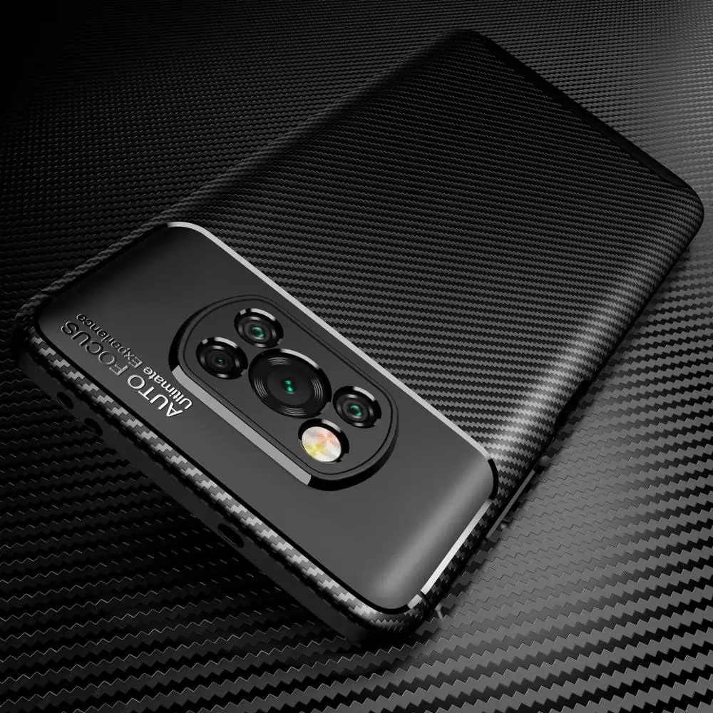 

For Xiaomi Pocophone Poco X3 NFC Case Soft Silicone Carbon fiber skin Protective Back Cover Case for xiaomi poco M3 X3 shell