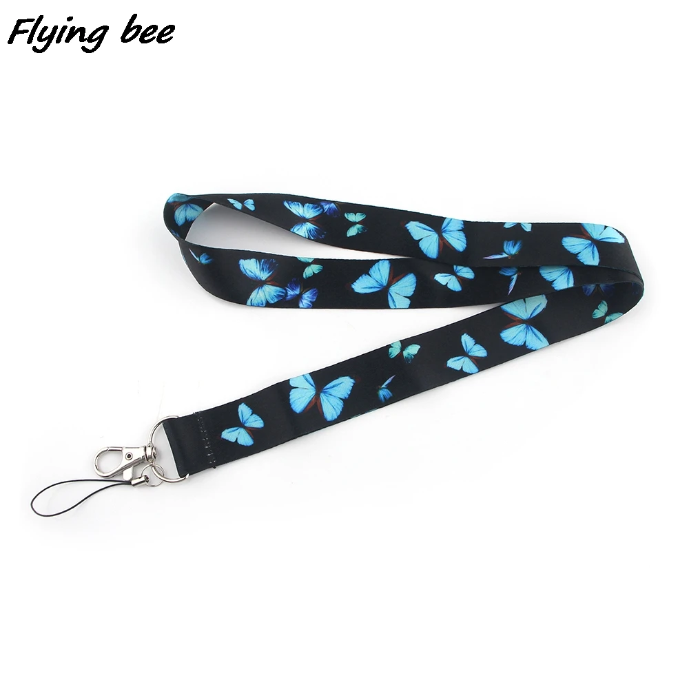 flyingbee x1287 monarch butterfly lanyard credit card id holder bag student women travel bank bus business card cover badge free global shipping