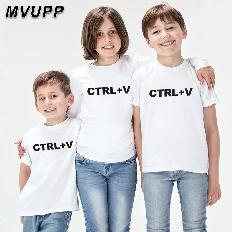 

family look mom and daughter matching outfits CTRL V C funny letters round neck white black red tshirts summerdaddy baby boy new