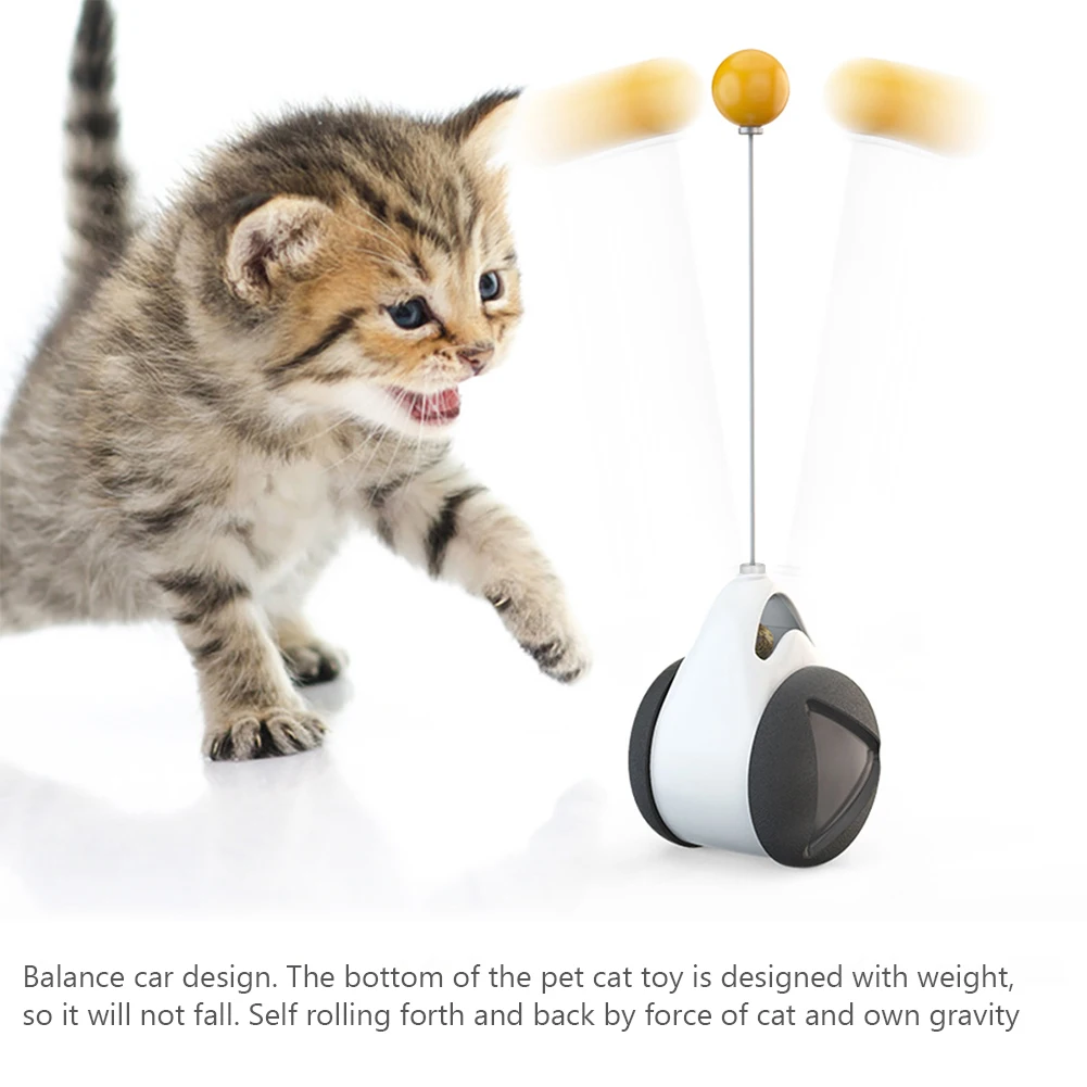 

Cat Toy Feather Fiber Rod Ball Rod Funny Chaser Swings Tumbler Balanced Wheel Hunting Pet Toys for Indoor Kitten Cat Educational
