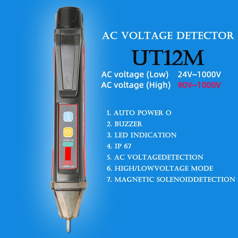 UNI-T UT12D/S/UT13A/B AC Voltage Detector; IP67 protection level non-contact electrician / household test pen UT12E/UT12M - Цвет: UT12M