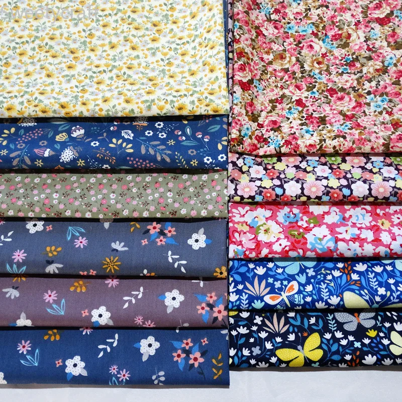 

160cm x10m Butterfly Flora Cotton Twill Fabric For Making Clothes Sewing Dress Bedding Patchwork Cloth DIY Fabrics Baby Child